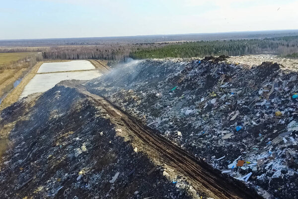 Garbage dump, top view of trash. Landfill.