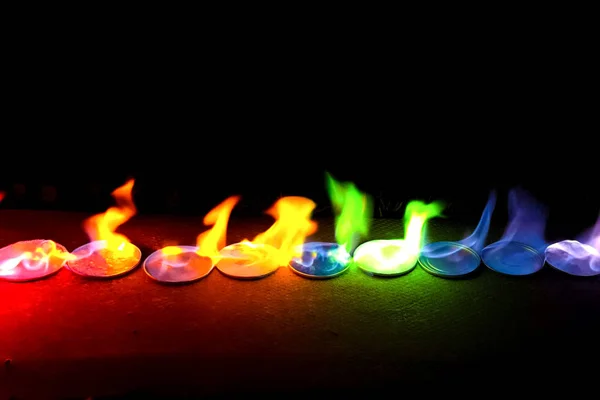 Color flame from metal salts. — Stock Photo, Image