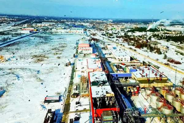 Vista superior de la refinería de petróleo — Foto de Stock