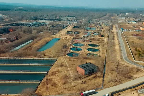 Zpracovatelní zařízení, infrastruktura pro čištění odpadních vod. — Stock fotografie