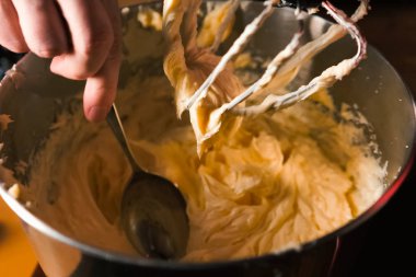Pasta için krema dolgu dayak. beyaz kütle