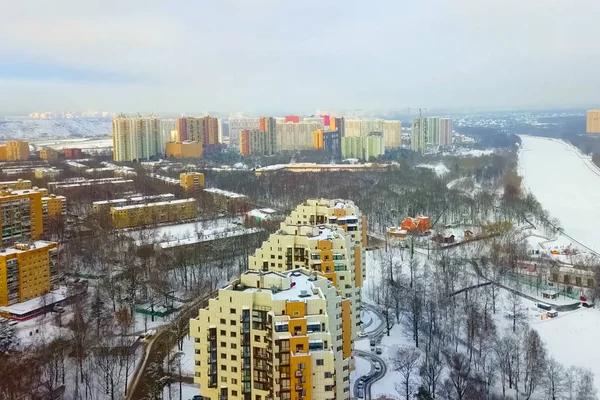 Moscow new buildings, multi storey apartment buildings view from — Stock Photo, Image