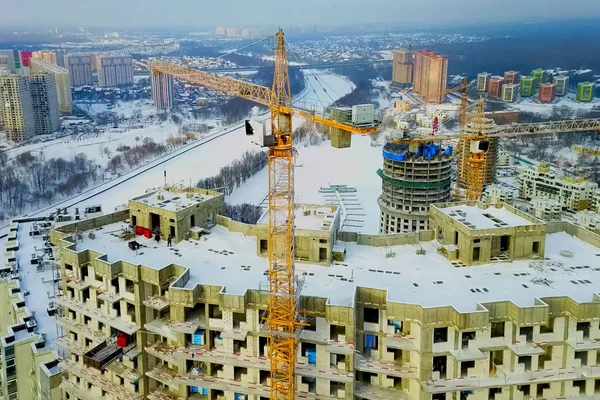 Moscow new buildings, multi storey apartment buildings view from