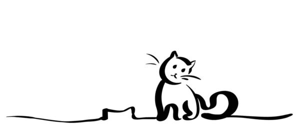 Katzenlinien-Vektor isoliert auf weißem Hintergrund — Stockvektor