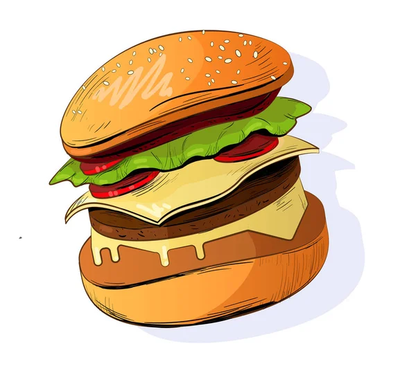 Burger vector ilustración. Icono de comida rápida . — Archivo Imágenes Vectoriales