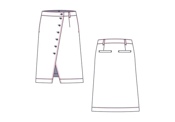 Kvinna skära ut denim kjol vektor mall isolerad på en vit bakgrund. — Stock vektor