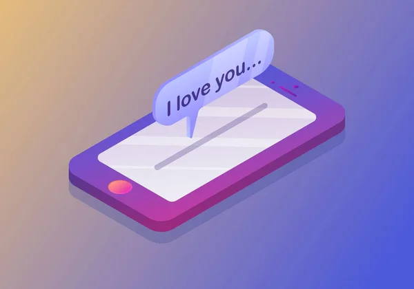 Mobile smartphone with message of I love you. — Stock Vector