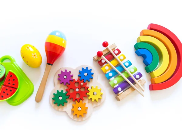 Giocattoli per giochi con bambini. Arcobaleno luminoso orizzontale. Montessori — Foto Stock