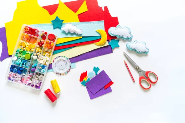 Raket Farkoster Rymdleksak Tillverkad Filt Material För Barns Kreativitet — Stockfoto