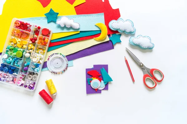 Rocket Craft Space Toy Made Felt Material Children Creativity — Stock Photo, Image