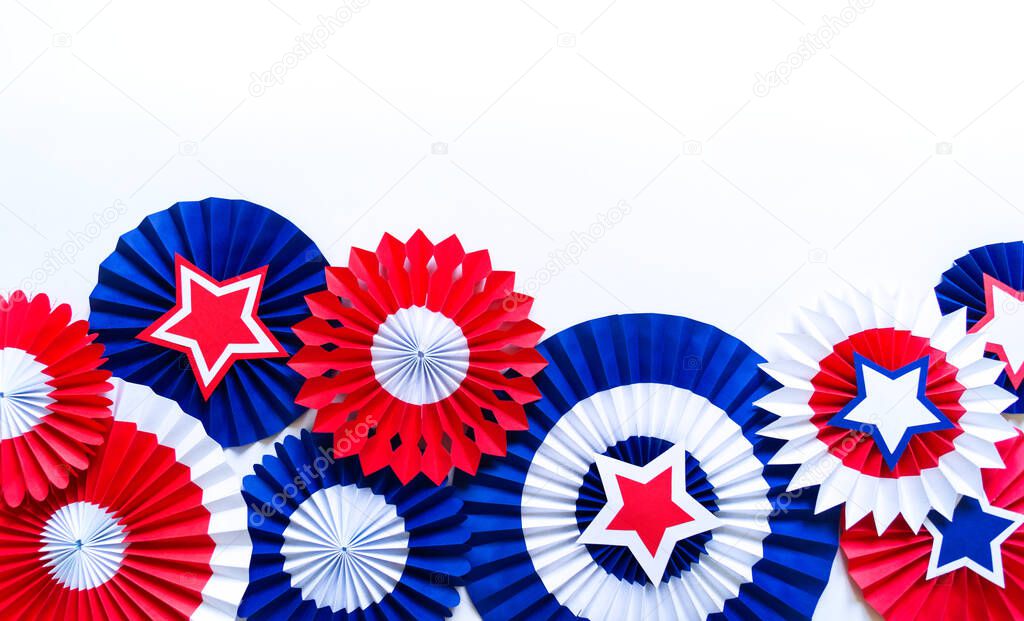 Independence Day paper art. 4th of July. Patriot America. Blue and red stars.