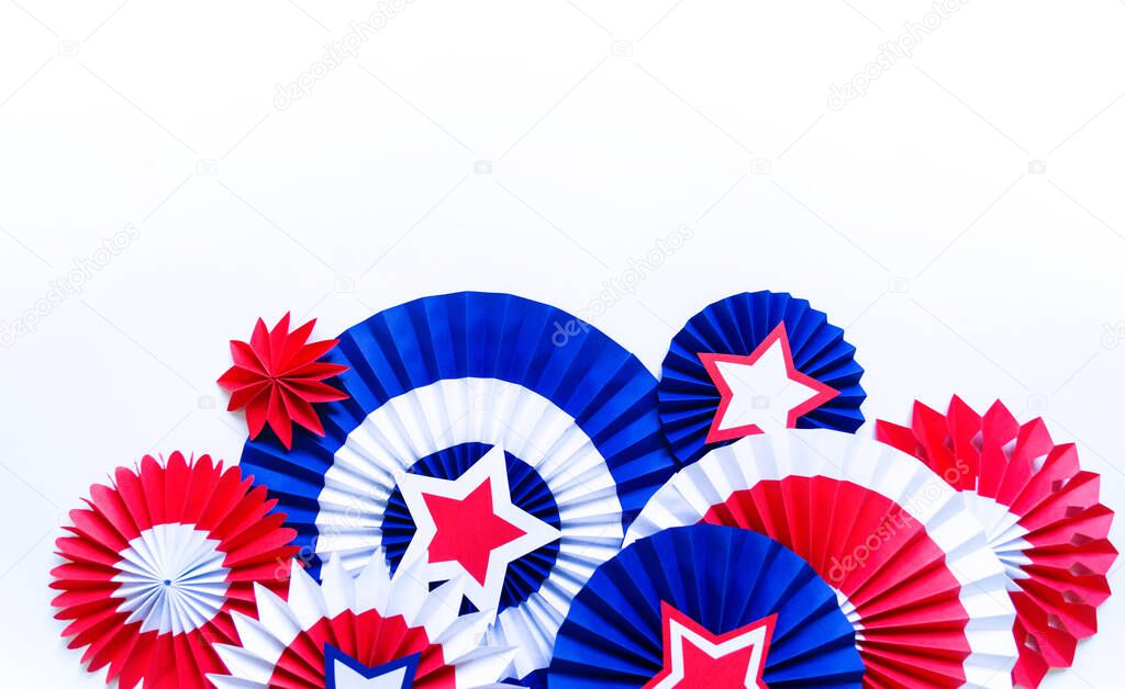 Independence Day paper art. 4th of July. Patriot America. Blue and red stars.