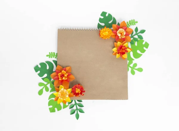 Flower Made Paper White Background Creativity Hobby Craft Envelope — Stock Photo, Image