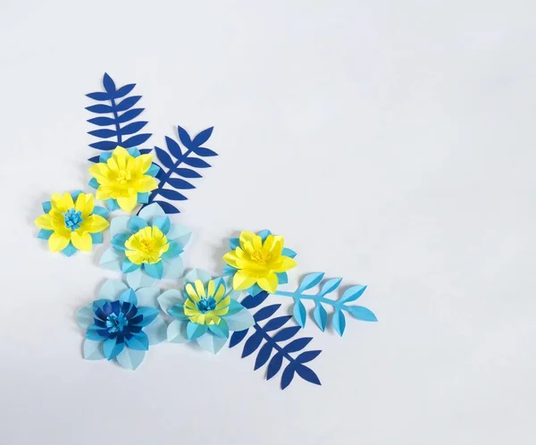 Blume Aus Papier Blau Weiße Farbe Kreativität Ist Ein Hobby — Stockfoto