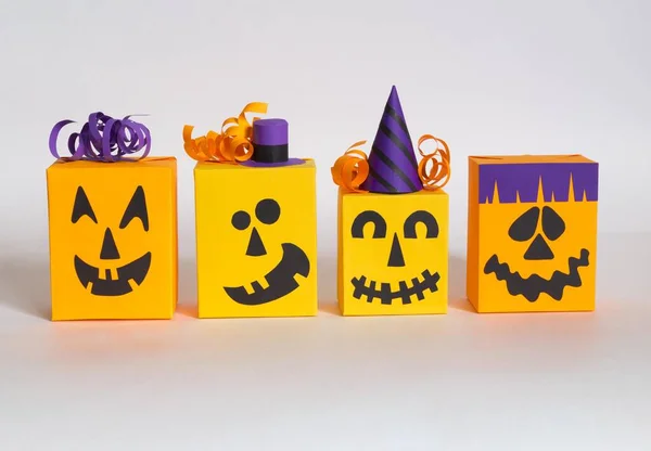 Abóbora Feriado Halloween Feita Papel Criatividade Infantil Material Artesanato Hobby — Fotografia de Stock