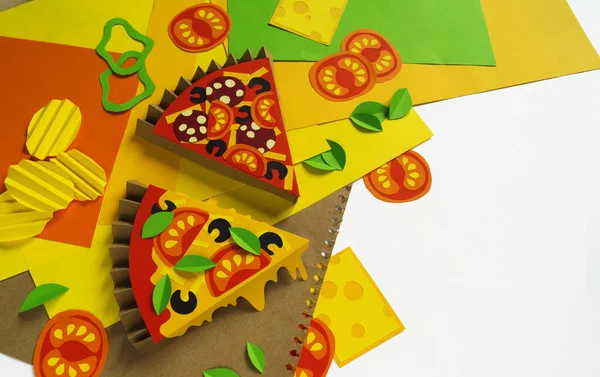 Pizza Gjord Papper Snabbmat Händerna Ett Barn Favorithobby — Stockfoto