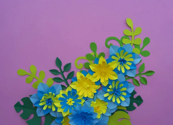 Papier Basteln Blumendekoration Konzept Blumen Und Blätter Aus Papier Tropen — Stockfoto