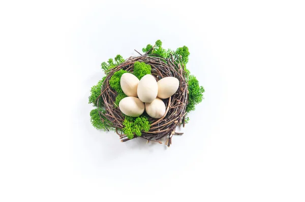 Easter Eggs Nest Zero Waste Naturally Eco Friendly Holiday — Stock Photo, Image