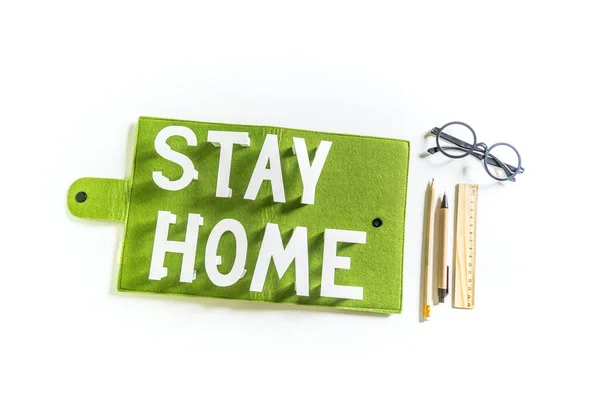 Stay Home Notebook Work Home Self Isolation Quarantine Zero Waste — Stock Photo, Image