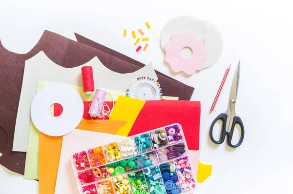 Donuts Feitos Feltro Artesanato Para Crianças Brinquedo Para Uma Criança — Fotografia de Stock