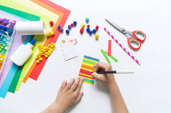 Cardboard llama. Handicraft of a children creative process. Mexican tradition. Cinco de mayo