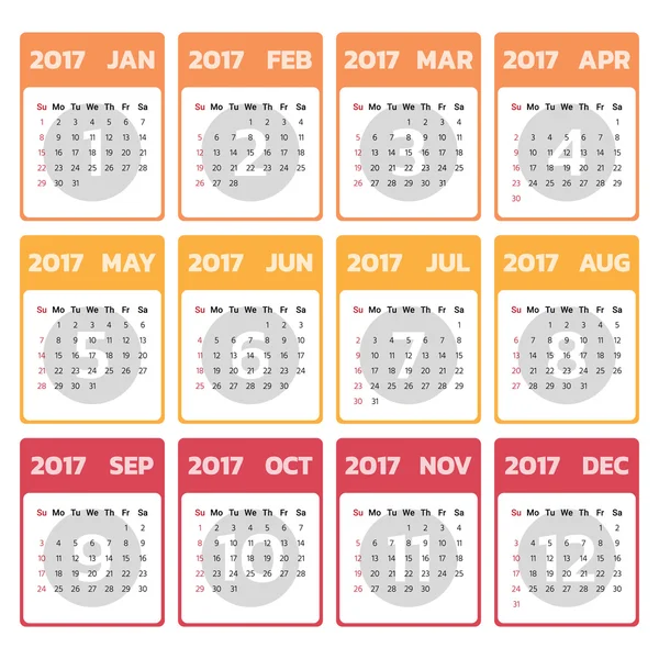 2017 Plantilla de calendario moderno .Vector / ilustración . — Vector de stock