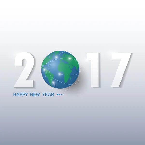 Feliz ano novo 2017. Cartão de felicitações. Desenho colorido. Vector doente —  Vetores de Stock