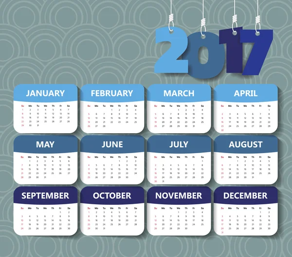 2017 Modèle de calendrier moderne .Vector / illustration . — Image vectorielle