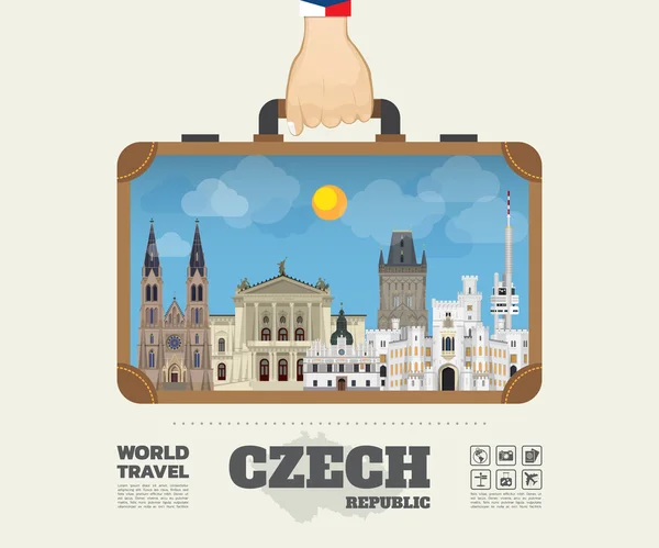 Mão carregando czech Landmark Global Travel And Journey Infograph —  Vetores de Stock