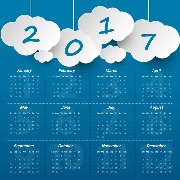 2017 Modelo de calendário moderno .Vector / ilustração . — Vetor de Stock