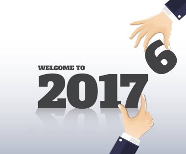 Yeni 2017 yılınız kutlu olsun. Tebrik kartı. Renkli tasarım. Vektör hastası