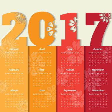 2017 Modern Takvim şablonu. Vektör/illüstrasyon.
