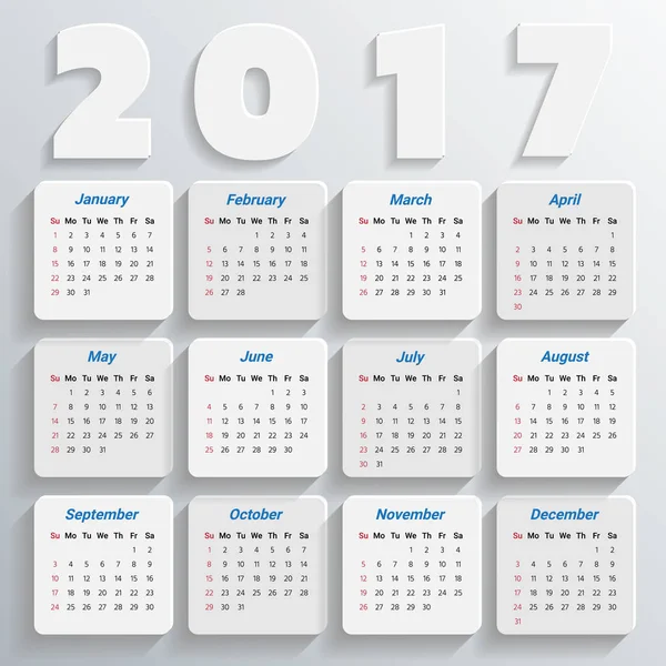 2017 Modèle de calendrier moderne .Vector / illustration . — Image vectorielle