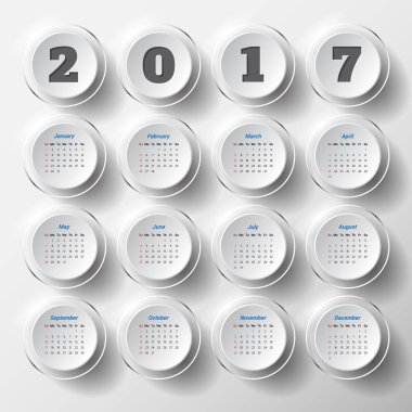 2017 Modern Takvim şablonu. Vektör/illüstrasyon.