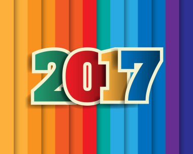 Yeni 2017 yılınız kutlu olsun. Tebrik kartı. Renkli tasarım. Vektör hastası