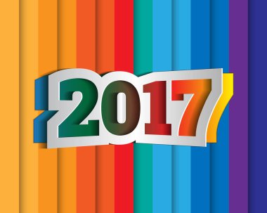 Yeni 2017 yılınız kutlu olsun. Tebrik kartı. Renkli tasarım. Vektör hastası