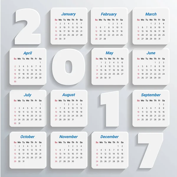 2017 Modello di calendario moderno .Vector / illustrazione . — Vettoriale Stock