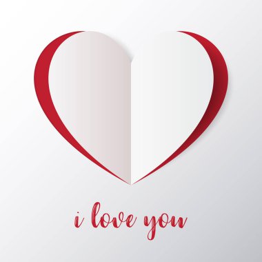 Kağıt etiket ile gölge Sevgililer günü kalp. vektör illustra