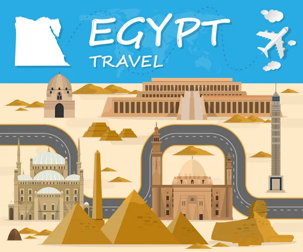 埃及地标全球旅游和旅行信息图表背景. — 图库矢量图片