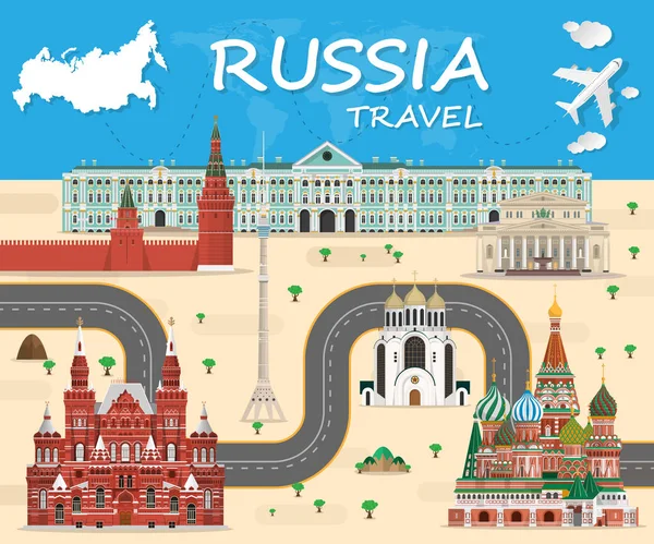 Russia Punto di riferimento globale Viaggi e viaggi Infografica sfondo. Vector Design Template.used per la vostra pubblicità, libro, banner, modello, viaggi d'affari Punti di riferimento o di presentazione . — Vettoriale Stock