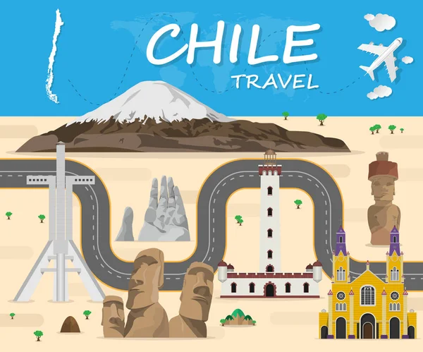 Chile Landmark Global Travel And Journey Infographic Vector Desi — Stock Vector