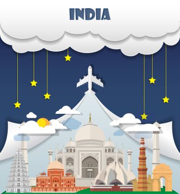 Hindistan Seyahat arka plan Simgesel Yapı küresel seyahat ve yolculuk Infog