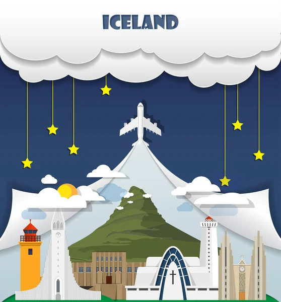 Islandia antecedentes de viaje Landmark Global Travel And Journey Inf — Vector de stock