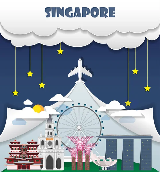 Singapura viagem fundo Marco Global Travel And Journey I — Vetor de Stock