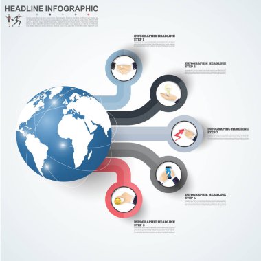 iş kavramı zaman çizelgesi. Infograph şablon, gerçekçi kağıt 5