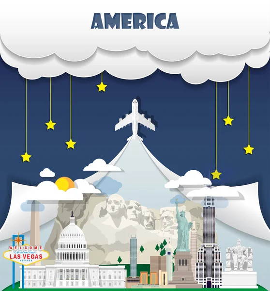 Stati Uniti d'America viaggi sfondo Landmark Global Travel — Vettoriale Stock