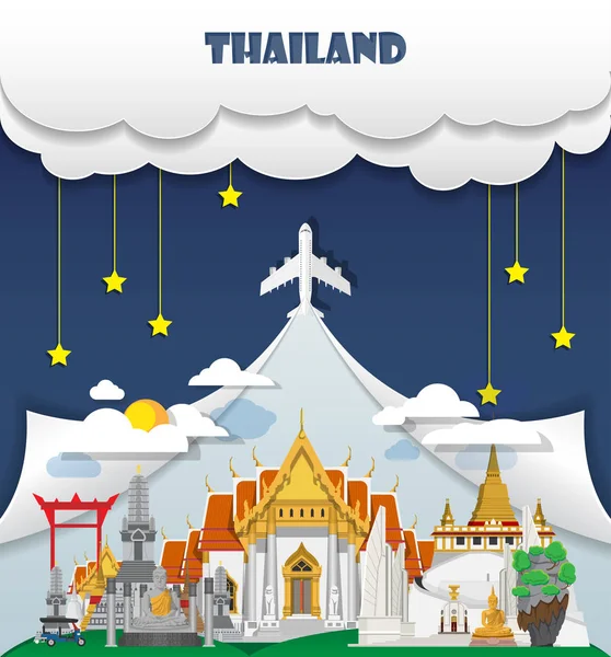 Thailand resor bakgrund Landmark Global resa och resa i — Stock vektor
