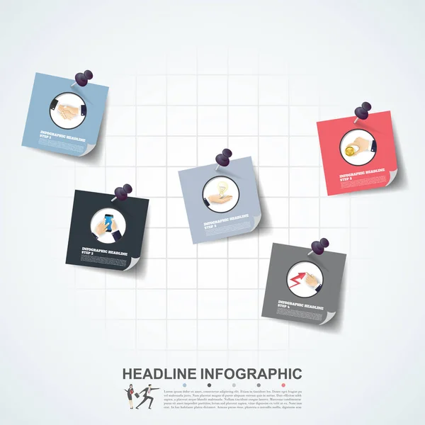 Business concept timeline. Infograph template, realistic paper 5 — Stock Vector