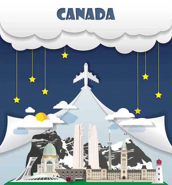 Канада подорожі фон Орієнтир глобального подорожі та подорожі інформацію — стоковий вектор