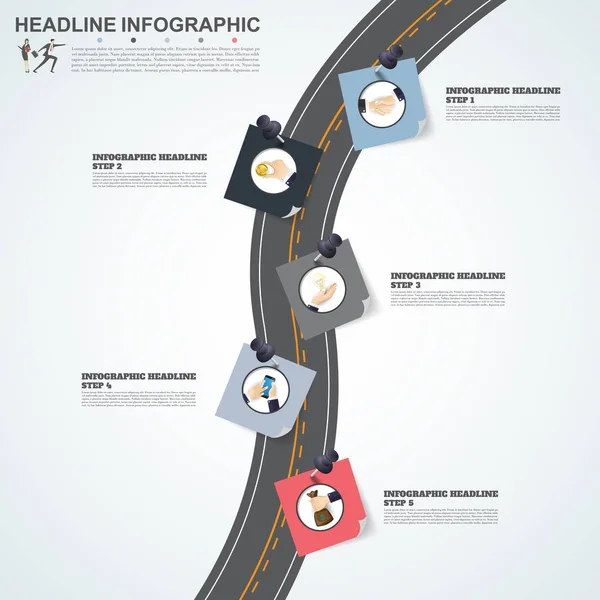 Linha do tempo conceito de negócio. Modelo de infográfico, papel realista 5 — Vetor de Stock